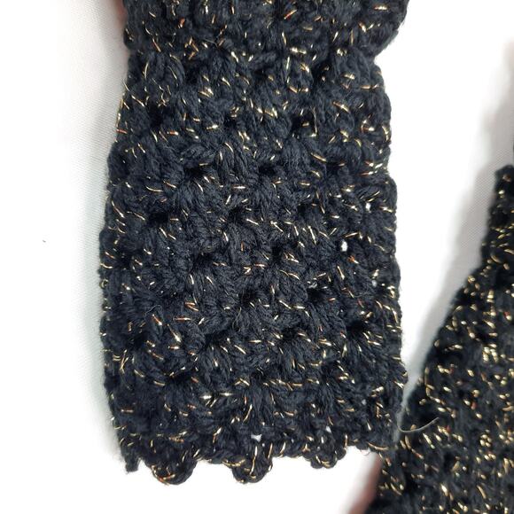 Dragon Scale Black Fingerless Gloves Handmade Texting Mermaid Crochet Crocodile - Picture 6 of 12